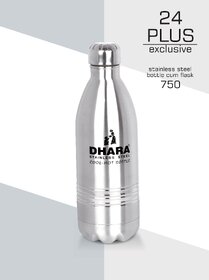 Dhara Stainless Steel  24 Plus Bottle, 750ml, Silver , Set of 1