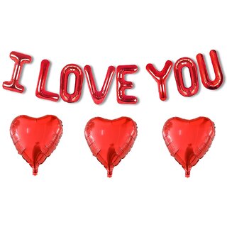 Fancy Creation I Love You Foil Balloon With 3 Red Heart Foil Balloon Combo Pack Fancy Creation I Love You Foil Balloon With 3 Red Heart Foil Balloon Combo Pack
