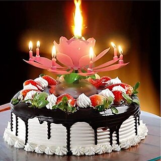                       Fancy Creation Lotus Happy Birthday Musical Candle                                              