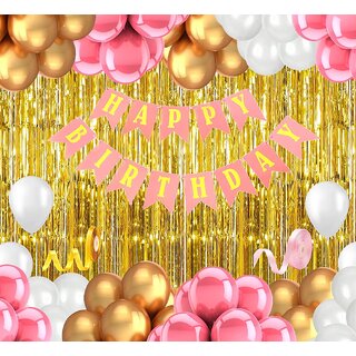                       Fancy Creation Pink Happy Birthday decorations for girls set                                              