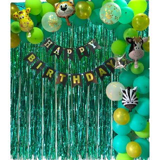                       Fancy Creation Happy Birthday jungle theme decoration items combo pack                                              