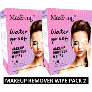 MasKing Waterproof Makeup Remover, Cleansing Wipes, Hydrate Skin, Suit to All Skin Types (pack of 2)