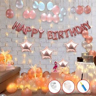                      Fancy Creation Rose Gold Birthday Decoration Kit-78Pcs                                              