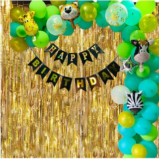                       Fancy Creation Happy Birthday jungle theme decoration items combo pack                                              