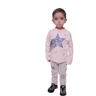                       Printed Full Sleeves T-Shirt For Baby Boy (Pink)                                              