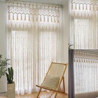 Macrame Curtain Wall Hanging, Doorway Window Curtains Handwoven Backdrop Arch, Closet Room Divider Wall Dcor, (82x40