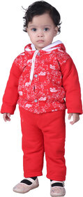 Kid Kupboard Baby Girls Full-Sleeves Red Light Weight Sweatshirt and Pant (2-3 Years, Cotton, Pack of 1)