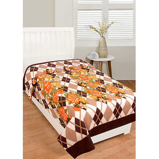 UnV Classical Printed Single Size Fleece Blanket (Brown)