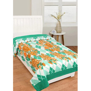                       UnV Classical Printed Single Size Fleece Blanket for AC  Travelling  (Green)                                              