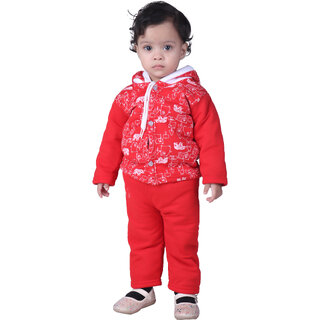                       Kid Kupboard Baby Girls Full-Sleeves Red Light Weight Sweatshirt and Pant (2-3 Years, Cotton, Pack of 1)                                              