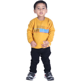                       Kid Kupboard Baby Boys Full-Sleeves Dark Yellow Light Weight Sweatshirt (2-3 Years, Cotton, Pack of 1)                                              