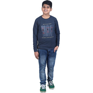                       Kid Kupboard Boys Full-Sleeves Blue Light Weight Sweatshirt (10-11 Years, Cotton, Pack of 1)                                              