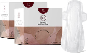 Be Me - Sanitary Pads for Women Single Wing For Moderate  Heavy Flow With Brown Disposal Pouches Regular- Pack of 60
