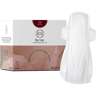                       Be Me - Sanitary Pads for Women Single Wing For Moderate  Heavy Flow With Brown Disposal Pouches Regular- Pack of 30                                              
