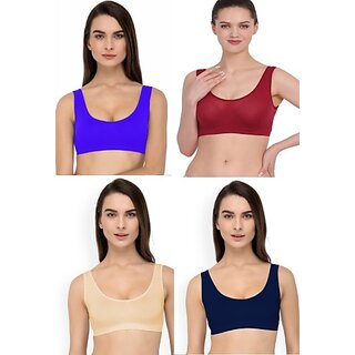 Texello Pack of 4 Women Sports Non Padded Bra (Multicolor)