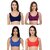 Texello Pack of 4 Women Sports Non Padded Bra (Multicolor)
