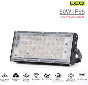 LED 50W Ultra Thin Slim IP65 LED Flood Outdoor Cool Day Light White Waterproof (50 watt)(White)