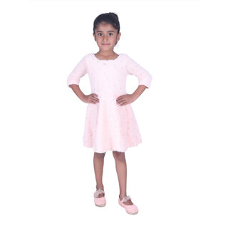                       Kid Kupboard Girls Full-Sleeves Light Pink Light Weight A-Line Frock (6-7 Years, Cotton, Pack of 1)                                              