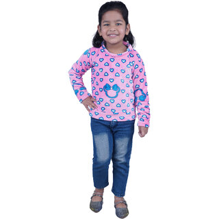                       Kid Kupboard Girls Full-Sleeves Light Pink Light Weight Sweatshirt (6-7 Years, Cotton, Pack of 1)                                              