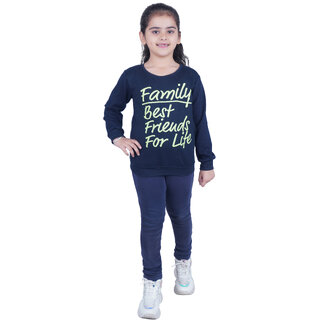                       Kid Kupboard Girls Full-Sleeves Dark Blue Light Weight Sweatshirt (6-7 Years, Cotton, Pack of 1)                                              