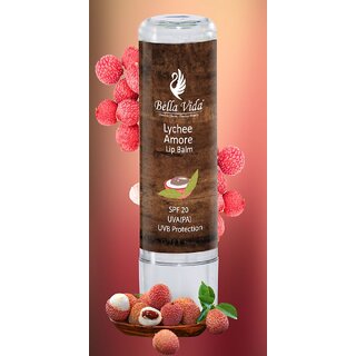                       Bella vida Lychee Amore Lip Balm With SPF 20 And Hyaluronic Acid .                                              