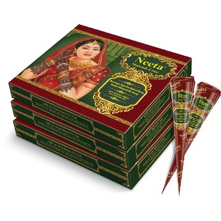 Neeta Mehendi Cone Henna Temporary Tettoo Mehendi (Pack of 36 Pcs)