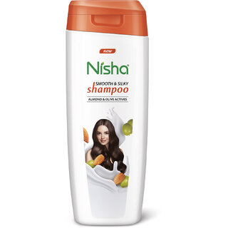 Nisha Smooth & Silky Shampoo 75ml | Almond & Olive Actives Hair Cleanser for Men & Women | Soft & Smooth Hair Care