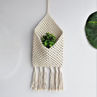                       Macrame Wall Hanging Pouch Mail Holder and Boho Magazine for Entry wayboho Wall Pocket (Size - Height 24 inches, Width                                              