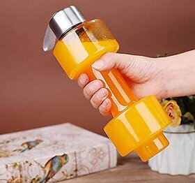 Unbreakable Plastic Dumbbell Shape Water Bottle with Steel Cap-1 Piece (1 L, Multicolor)