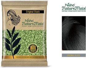 Nisha Nature Mate Henna Based Hair Color Powder Natural Black 10Gm Sachet Pack of 10 (Natural Black, 10gm Pack of 10)