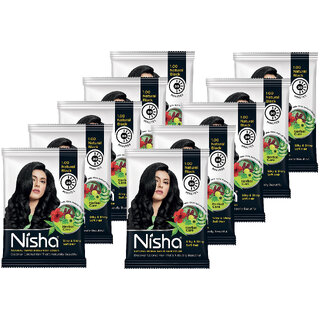 Nisha Natural Henna Based Hair Color Henna 10gm Each Pack Natural Black (Pack of 10) Nisha Natural Henna Based Hair Color Henna 10gm Each Pack Natural Black (Pack of 10)