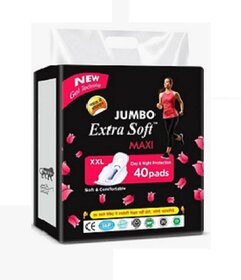 Jumbo Extra Soft Maxi sanitary pads for women XXL pack of 40 Day and night protection gel technology ( 40 pads )