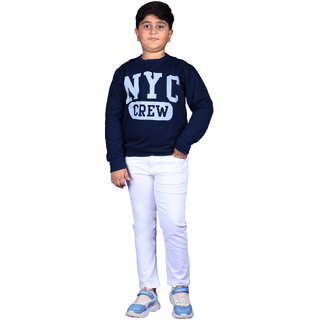                       Kid Kupboard Boys Full-Sleeves Dakr Blue Light Weight Sweatshirt (8-9 Years, Cotton, Pack of 1)                                              