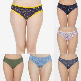 Sigma Women  Girls Soft Touch Hipster Multi-Color Printed Panties (Pack Of 6) (Prints May Vary-Assorted Print)
