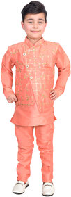Premium Boys Jacket, Kurta, Pyjama set - Peach Color