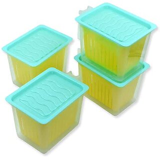                       Fridge Storage Containers with Handle Plastic Storage Container for Kitchen(4 Pcs Set)                                              