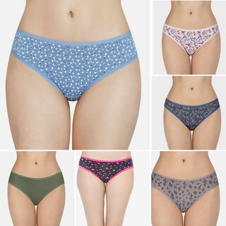                       Sigma Women  Girls Soft Touch Hipster Multi-Color Printed Panties (Pack Of 6) (Prints May Vary-Assorted Print)                                              