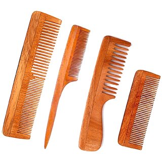 VedaSparsh-Nature's Secret Kachhi Neem Comb Treated with Neem Oil, Bhringraj  Soaked in 18 Other Hair Health Herbs- Set