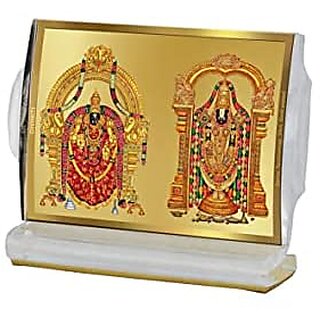                       Diviniti Goddess Padmavathi and Lord Balaji Idol Photo Frame for Car Dashboard|ACF 4 Acrylic Frame 24K Gold Plated Foil and Engraved|Idol for Pooja Gifts Items (11.0 X 6.8 CM)                                              
