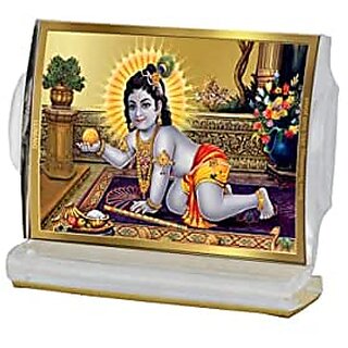                       Diviniti Laddu Gopal ji Idol Photo Frame for Car Dashboard Table Dxc3xa9cor|ACF 4 ACRYLIC Frame and 24K Gold Plated Foil and |Idol for Pooja Gifts Items (11X6.8 CM)                                              