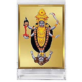                       DIVINITI Maa Kali Idol Photo Frame for Car Dashboard Table Dxc3xa9cor office | ACF 3 Acrylic Frame 24K Gold Plated Foil|Idol for Pooja Gifts Items ()                                              
