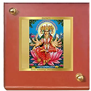                       DIVINITI Goddess Gayatri MATA Photo Frame for Car Dashboard Table Dxefxbfxbdcor Office | MDF 1B Wooden Frame and 24K Gold Plated Foil| Religious Photo Frame for Pooja Gifts Items (6.3x5.5 cm) (1 Pack)                                              