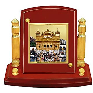                       DIVINITI Golden Temple Photo Frame for Car Dashboard Table Decor| MDF 1B P+ Classic Golden Temple and 24K Gold Plated Foil| Religious Frame Idol for Pooja Gifts Items (7X 9 CM)                                              