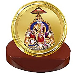                       Diviniti Agrasen Maharaj Gold Plated Metallic Car Frame Table Decor| MCF 1C Classic Agrasen Maharaj and 24K Gold Plated Foil| Religious Frame Idol for Pooja Worship Gifts Items (5.5 x 5.0 CM)                                              