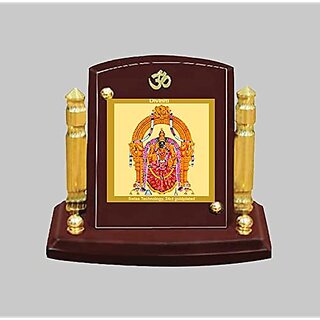                       DIVINITI Goddess Padmavathi Idol Photo Frame for Car Dashboard Table Dxc3xa9cor|MDF 1B wooden Frame 24K Gold Plated Foil and Engraved Pillars of Brass|Idol for Pooja Gifts Items (7x9 cm)                                              
