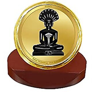                       Diviniti Parshvanatha Gold Plated Metallic Car Frame Table Decor| MCF 1C Parshvanatha and 24K Gold Plated Foil| Religious Frame Idol for Pooja Gifts Items (5.5 CM x 5.0 CM)                                              