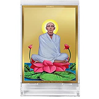                       DIVINITI Ram Thakur Photo Frame for Car Dashboard Table Decor ACF 3 Classic Radha Soami and 24K Gold Plated Foil Religious Frame Idol for Pooja Worship Gifts Items (11.0X 6.8 CM)                                              