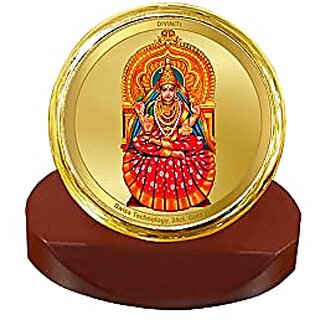                       Diviniti Sharda MATA Gold Plated Metallic Car Frame Table Decor MCF 1C Classic Sharda MATA and 24K Gold Plated Foil Religious Frame Idol for Pooja Gifts Items (5.5 CM x 5.0 CM)                                              