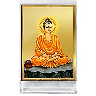                       DIVINITI Gautam Buddha ji Photo Frame for Car Dashboard Table DecorACF 3 Classic Gautam Buddha ji and 24K Gold Plated Foil Religious Frame Idol for Pooja Gifts Items (11.0X 6.8 CM)                                              
