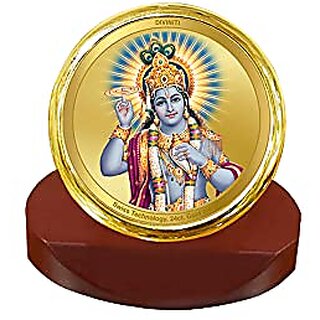                       Diviniti Vishnu Gold Plated Metallic Car Frame Table Decor MCF 1C Classic Vishnu and 24K Gold Plated Foil Religious Frame Idol for Pooja Worship Gifts Items (5.5 CM x 5.0 CM)                                              